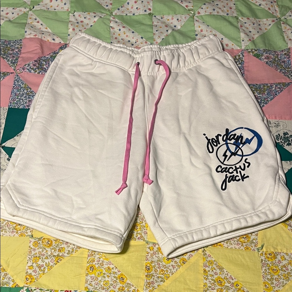 Jordan Cactus Jack White Shorts with Pink Drawstring
